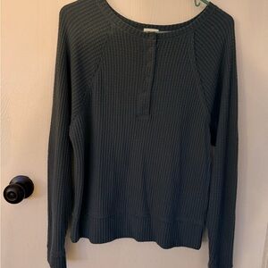 BKE Dark Green Waffle Knit Top